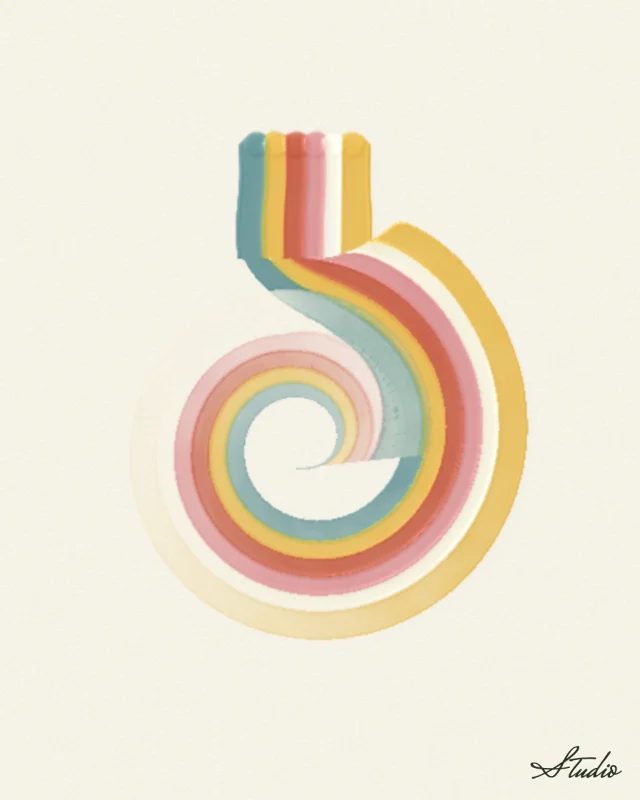 Swirl: One row of paint pulled round and round in a curl that tightens towards the middle; the card steers with the curve the whole way.