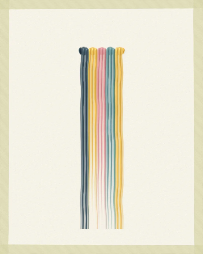 Stripes of paint pulled with a comb into thin ridges.