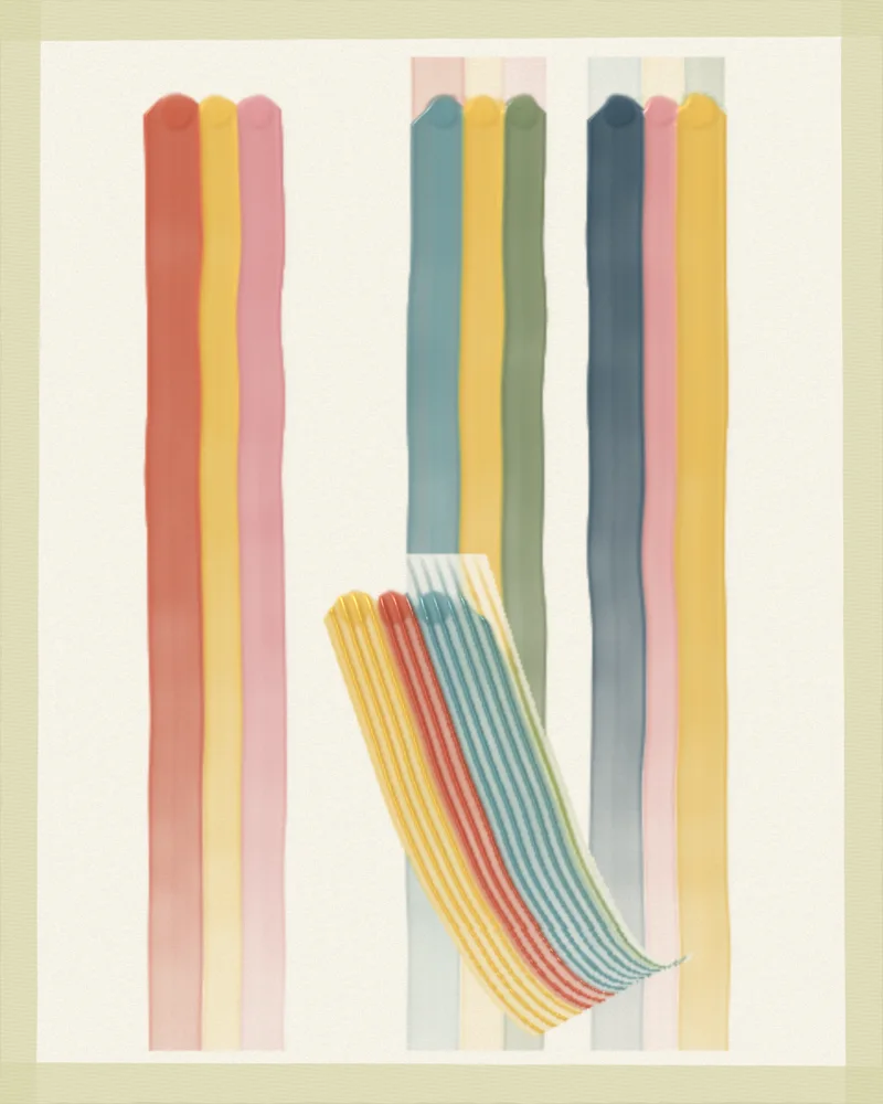 Three bands of pulled paint with a combed pull across them.